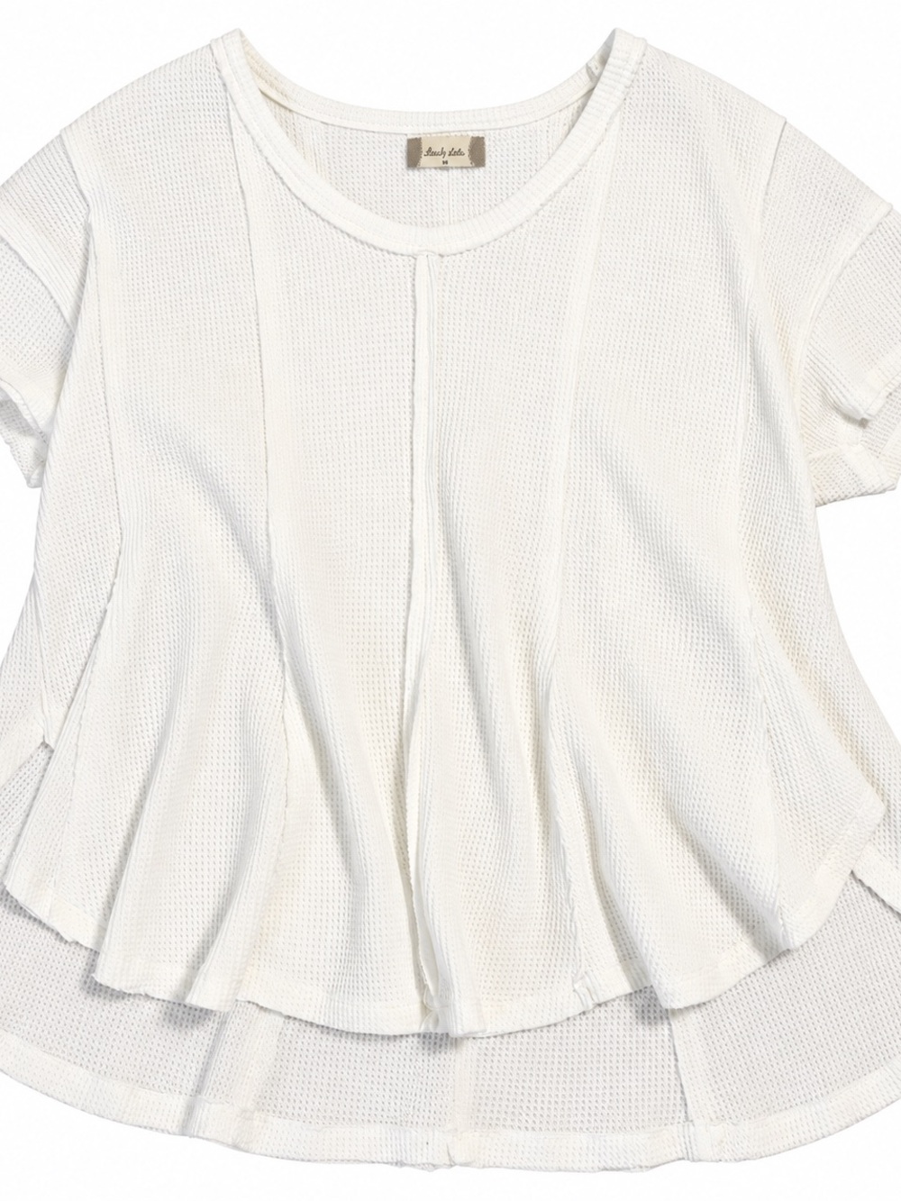 Altar'd State Cream Short Sleeve Peplum Blouse